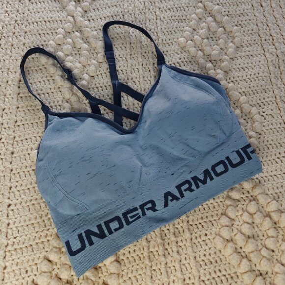 Under Armour Women's Seamless Low Impact Long Sports Bra Tech Blue Large - Picture 10 of 11